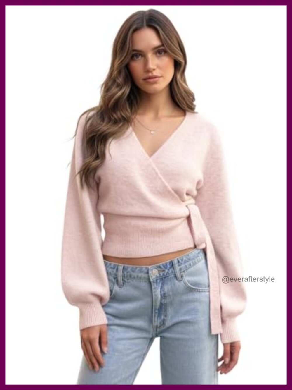 Women's Wrap Cardigan Sweater Knit Tie Front Cropped V-Neck Chic
